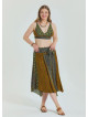Green Plus Size Skirt with Waist Tie and Gipe Detail 4592